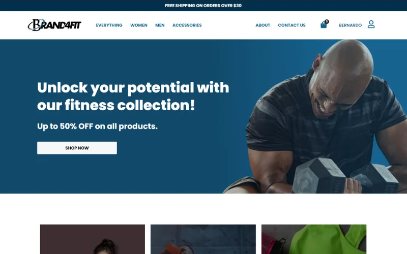 Print do site: Brand4Fit (e-commerce fitness)