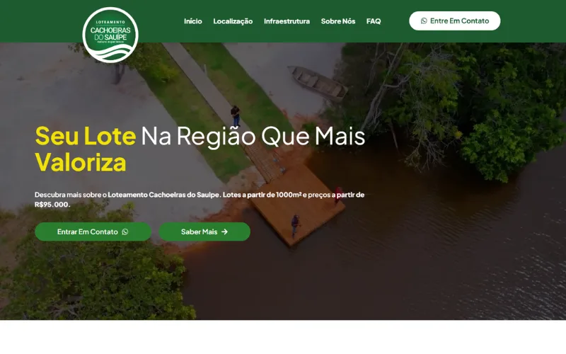 Print do site: Cachoeiras do Sauípe (landing page)
