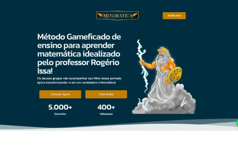 Print do site: Mitomática (landing page)